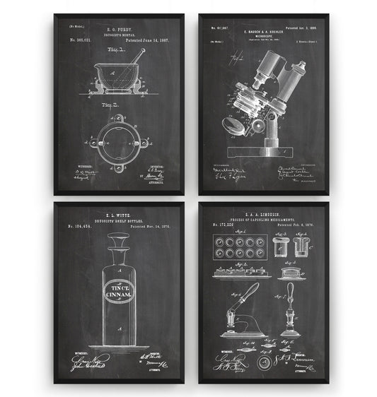 Pharmacy Set Of 4 Patent Prints - Magic Posters