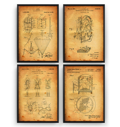 Skydiving Set Of 4 Patent Prints - Magic Posters