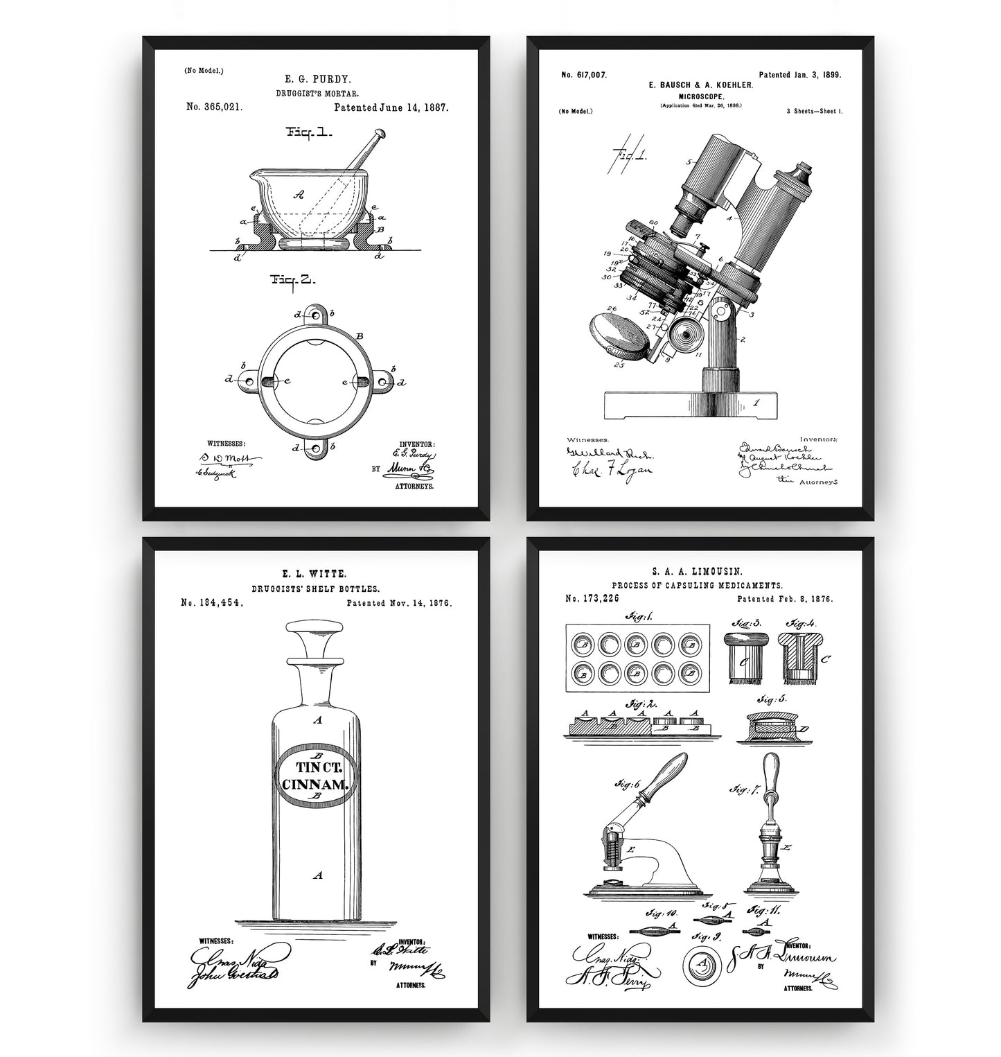 Pharmacy Set Of 4 Patent Prints - Magic Posters