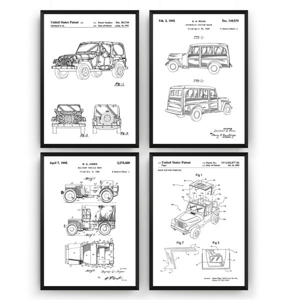 Jeep 4x4 Set Of 4 Patent Prints - Magic Posters