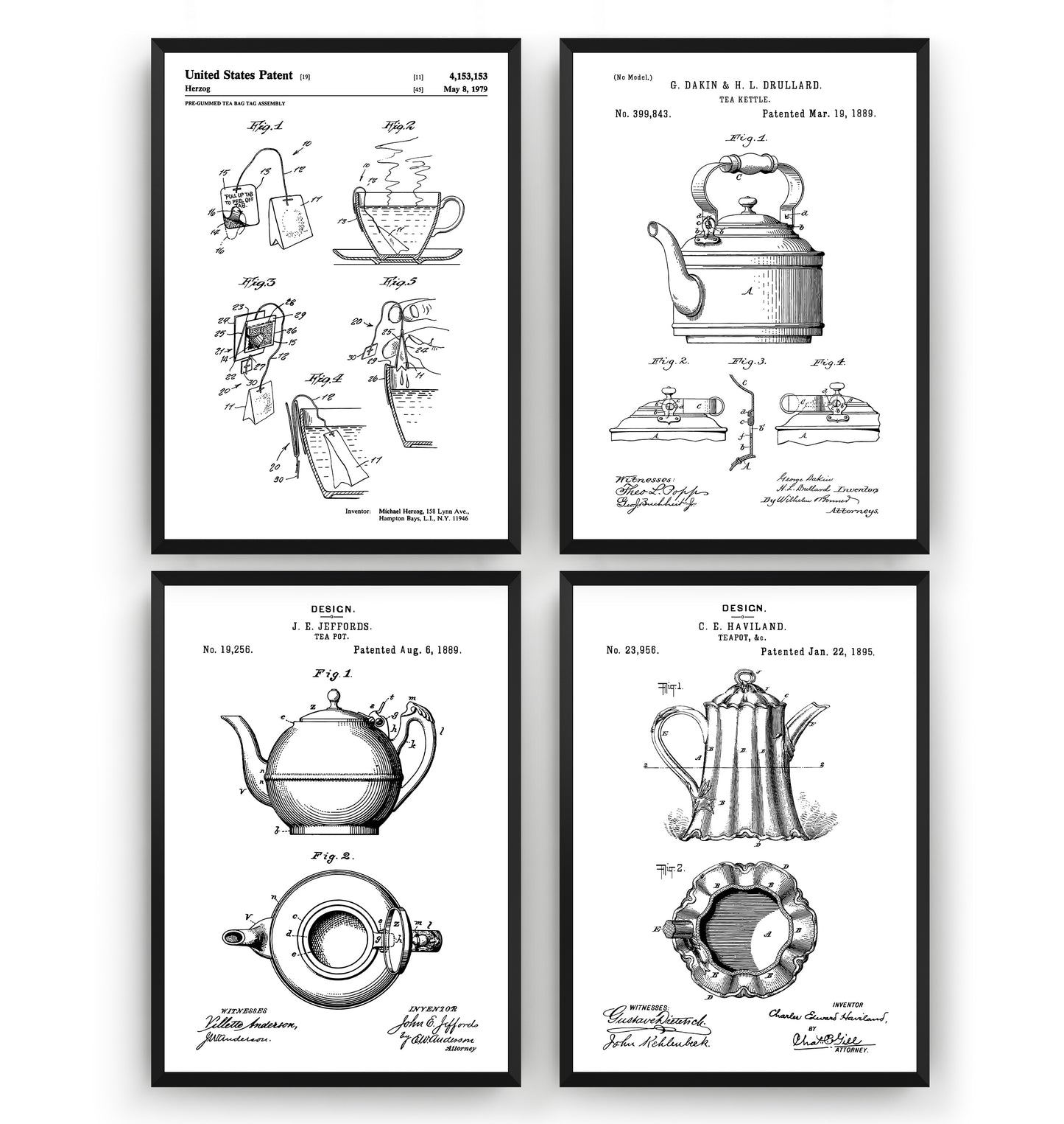 Tea Set Of 4 Patent Prints - Magic Posters