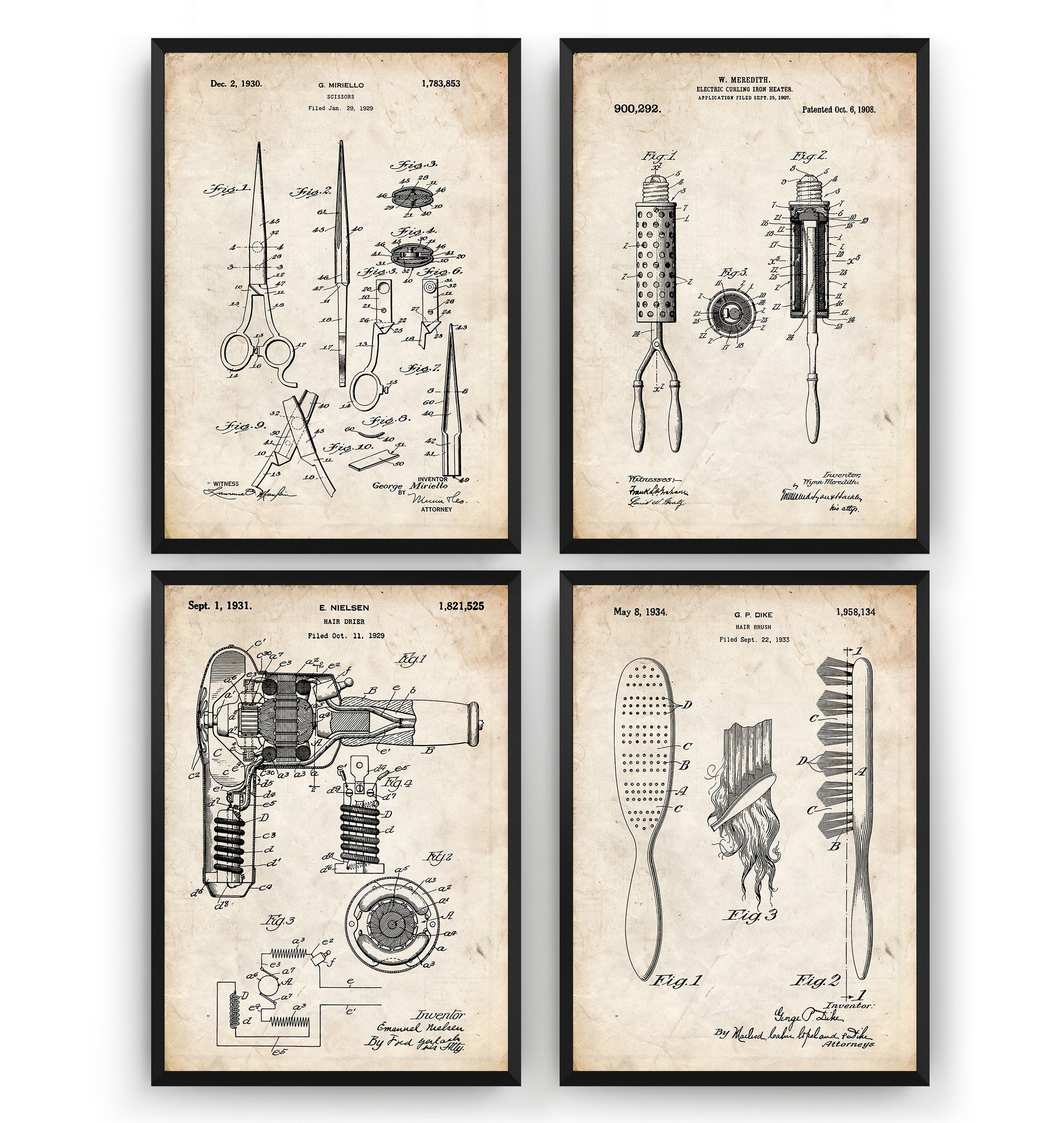 Hair Stylist Set Of 4 Patent Prints - Magic Posters