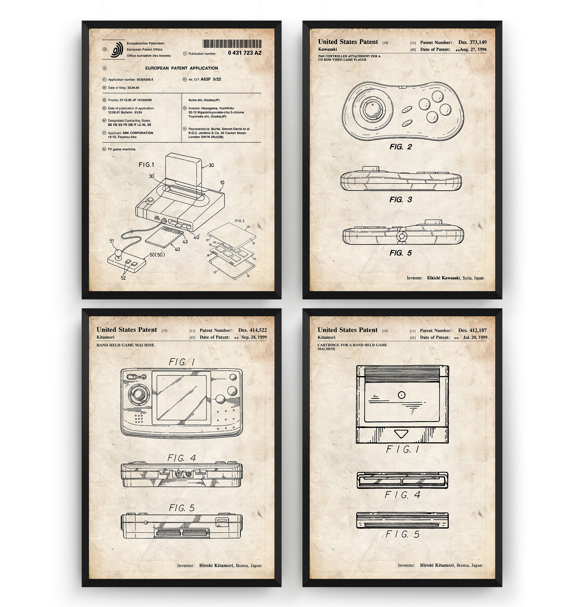 Neo Geo Set Of 4 Patent Prints - Magic Posters