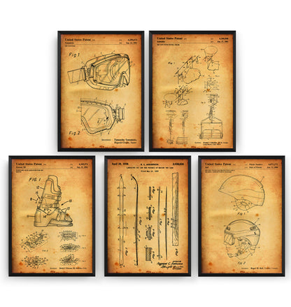 Skiing Set Of 5 Patent Prints - Magic Posters