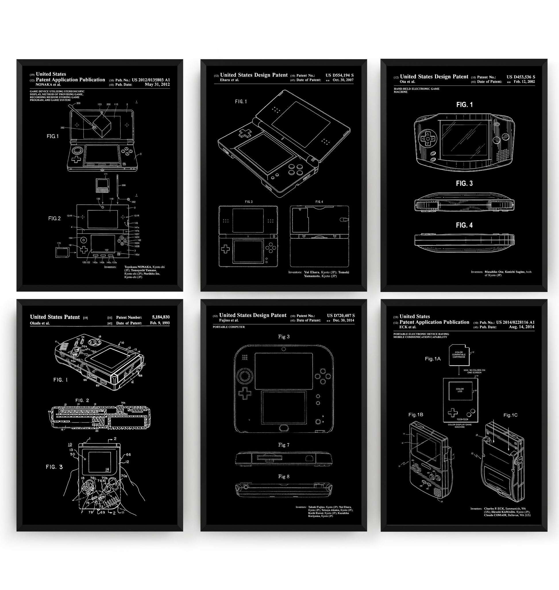 Retro Handheld Gaming Set Of 6 Patent Prints - Magic Posters