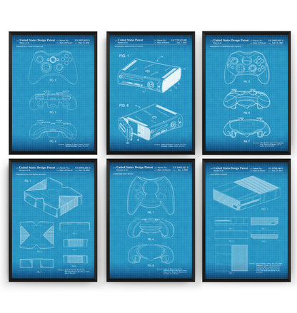Ultimate Gaming Retro Set Of 6 Patent Prints - Magic Posters
