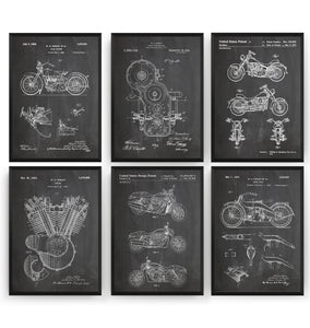 Harley Davidson Set Of 6 Patent Prints - Magic Posters