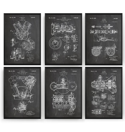 Henry Ford Set Of 6 Patent Prints - Magic Posters