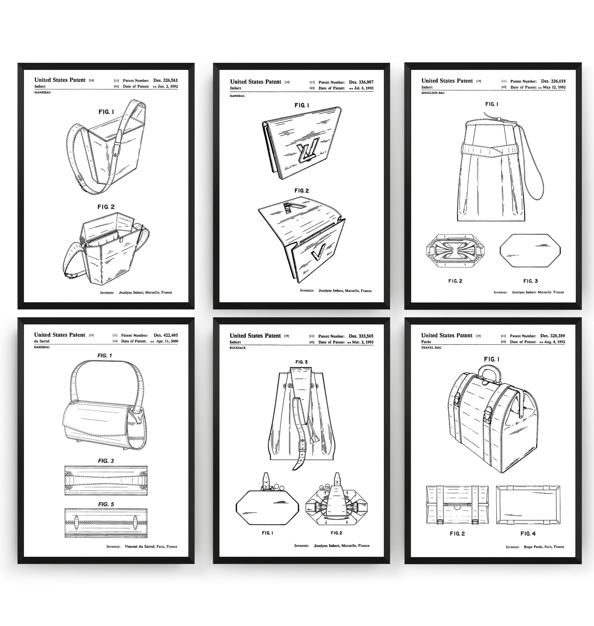 Designer Handbag Set Of 6 Patent Prints - Magic Posters