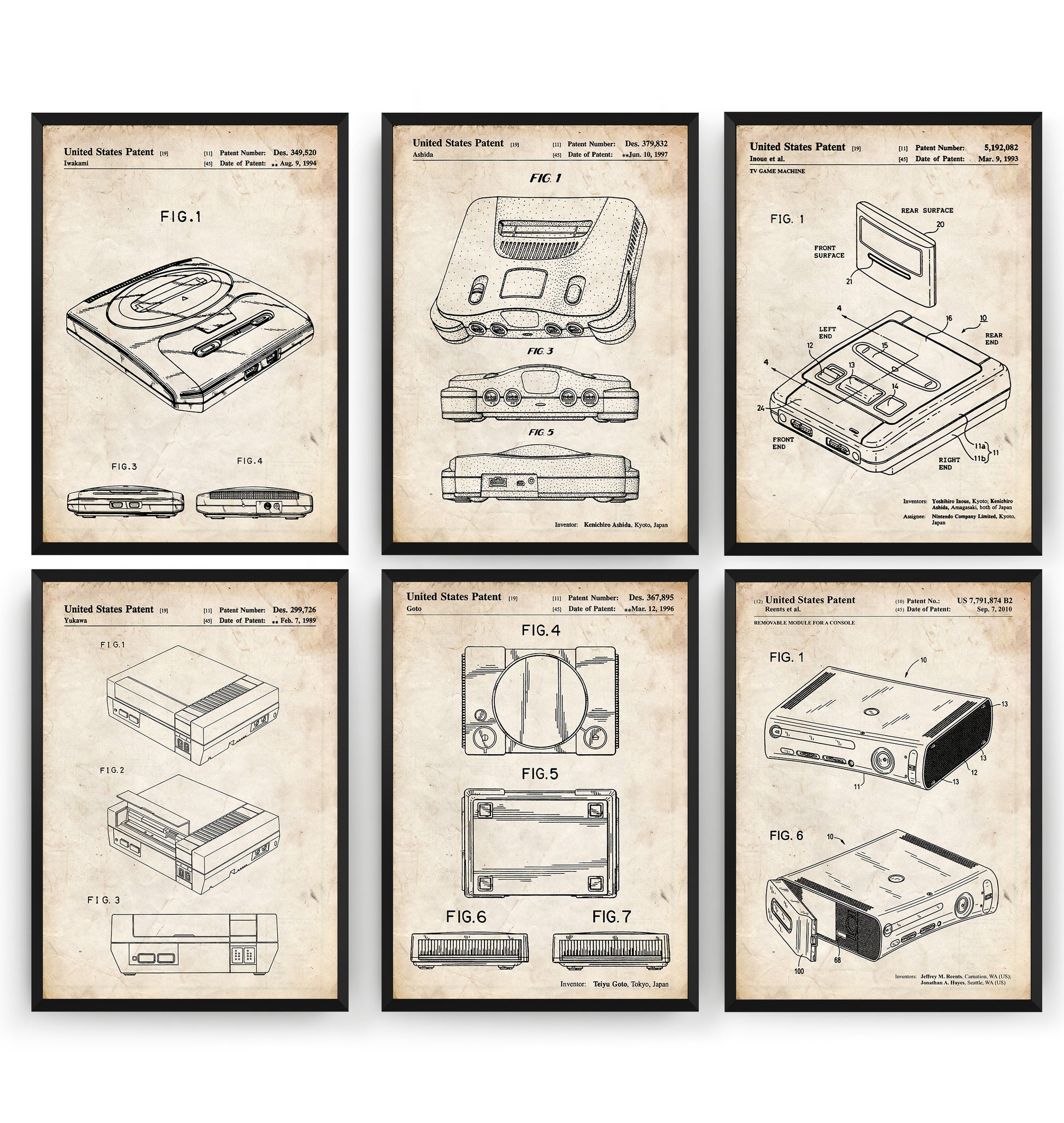 Ultimate Games Consoles Set Of 6 Patent Prints - Magic Posters