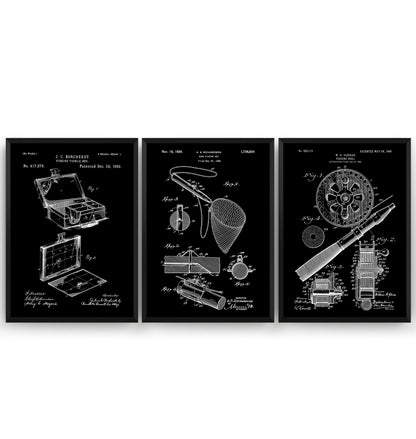 Fishing Set Of 3 Patent Prints - Magic Posters