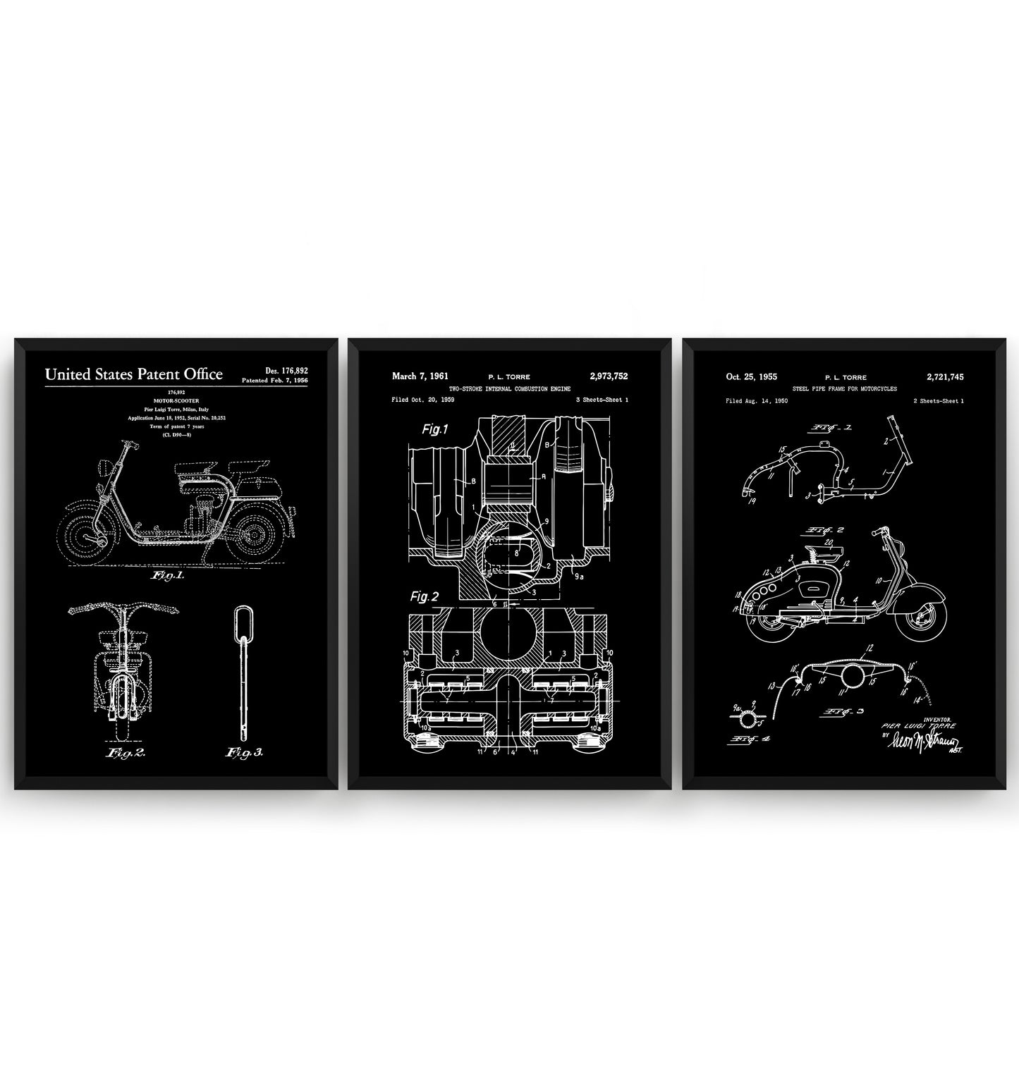 Lambretta Scooter Set Of 3 Patent Prints - Magic Posters