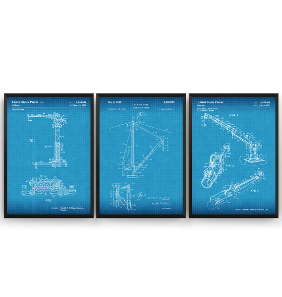 Crane Set Of 3 Patent Prints - Magic Posters