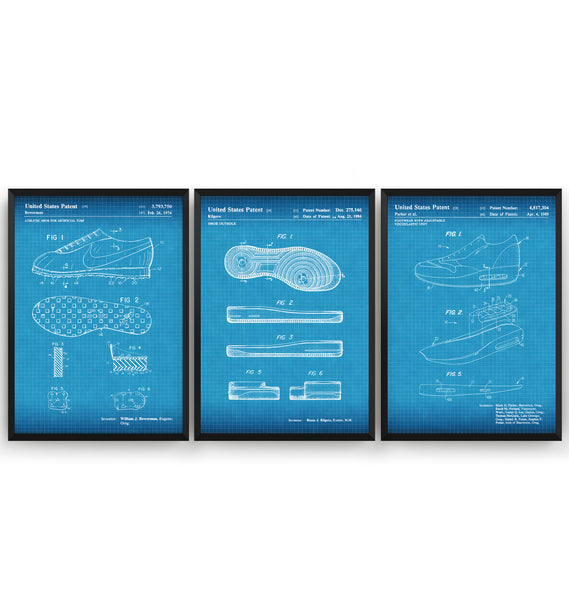 Retro Sneakers Set Of 3 Patent Prints - Magic Posters