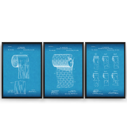Toilet Roll Set Of 3 Patent Prints - Magic Posters