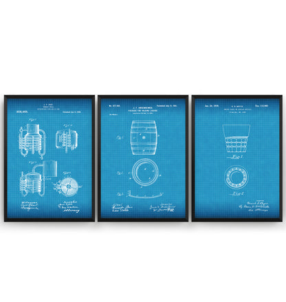 Whiskey Set Of 3 Patent Prints - Magic Posters