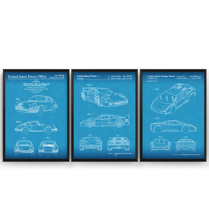 Ultimate Sports Car Set Of 3 Patent Prints - Magic Posters
