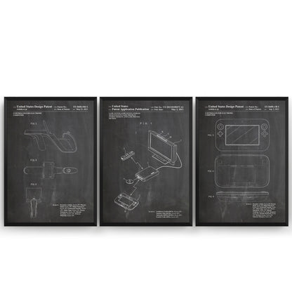 Retro Video Game Set Of 3 Patent Prints - Magic Posters