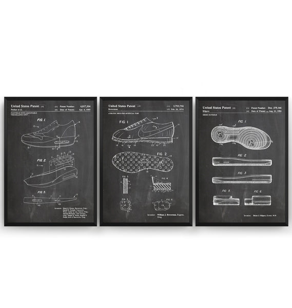 Retro Sneakers Set Of 3 Patent Prints - Magic Posters