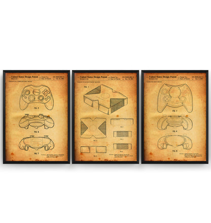 Retro Console Set Of 3 Patent Prints - Magic Posters