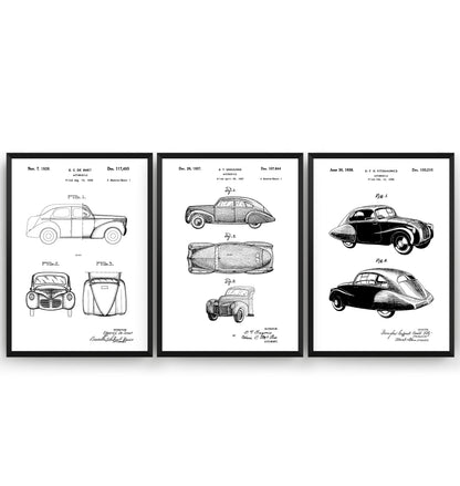 Vintage Automobile Set Of 3 Patent Prints - Magic Posters