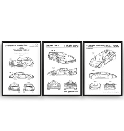 Ultimate Sports Car Set Of 3 Patent Prints - Magic Posters
