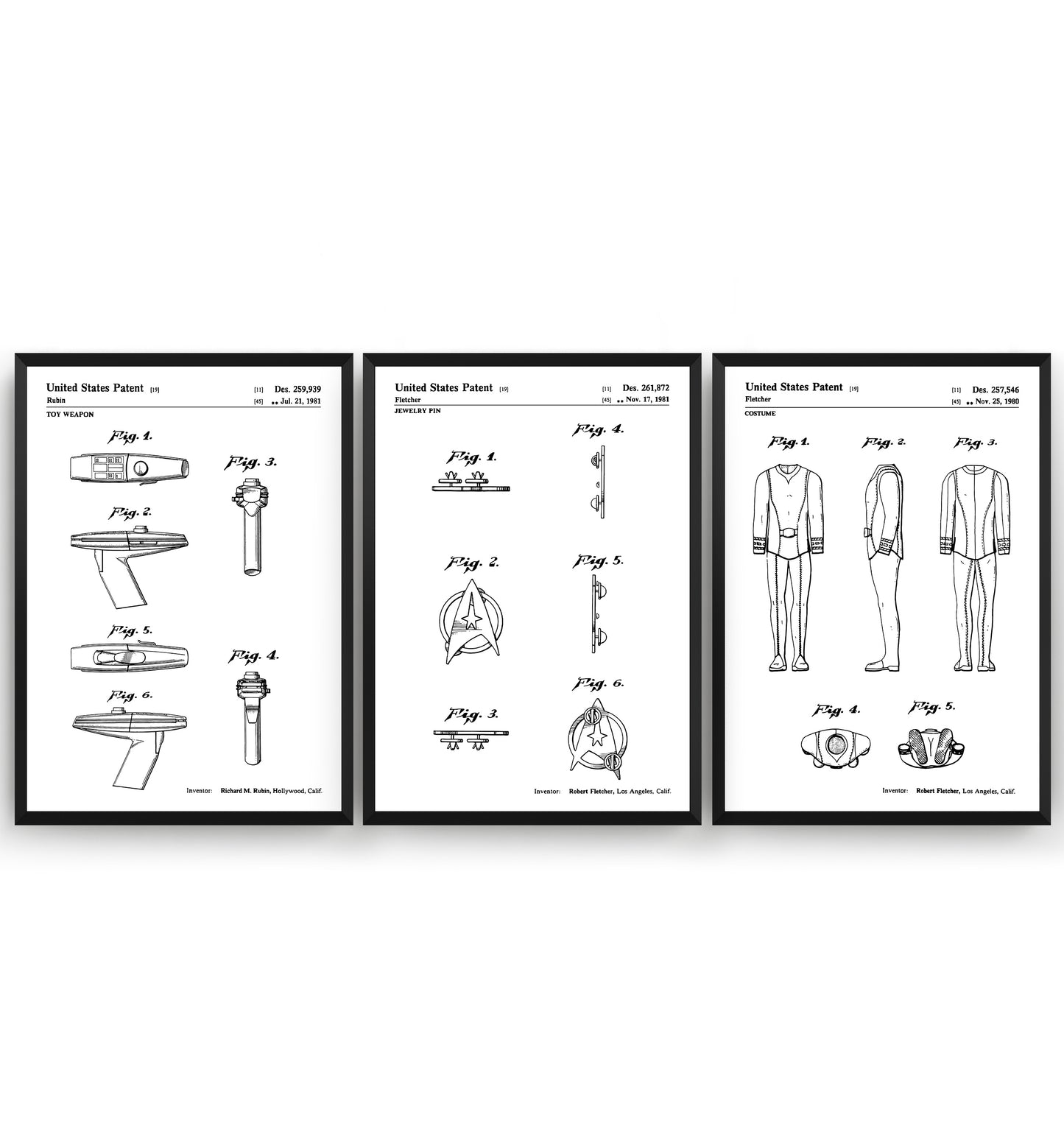 Star Trek Set Of 3 Patent Prints - Magic Posters