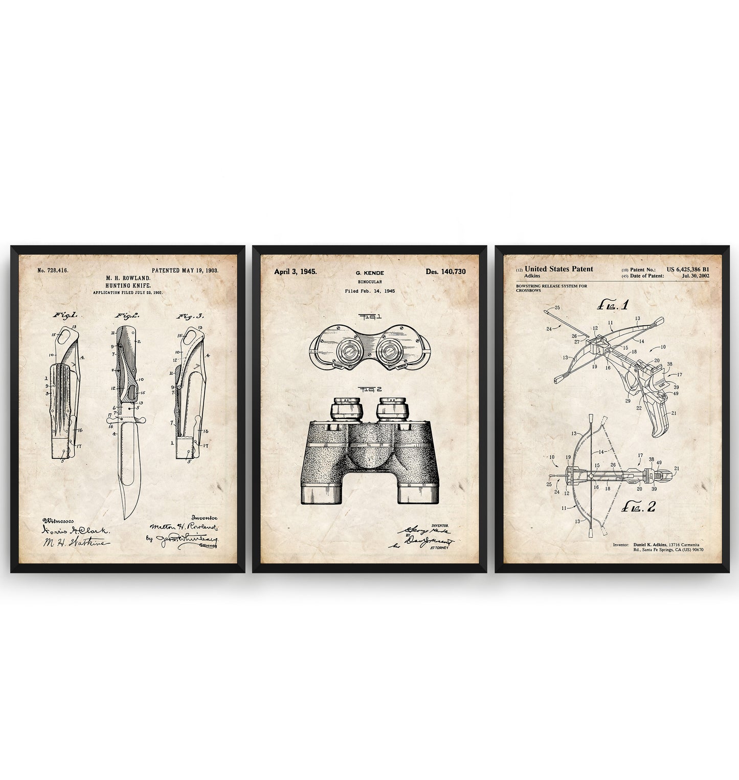 Hunting Set Of 3 Patent Prints - Magic Posters