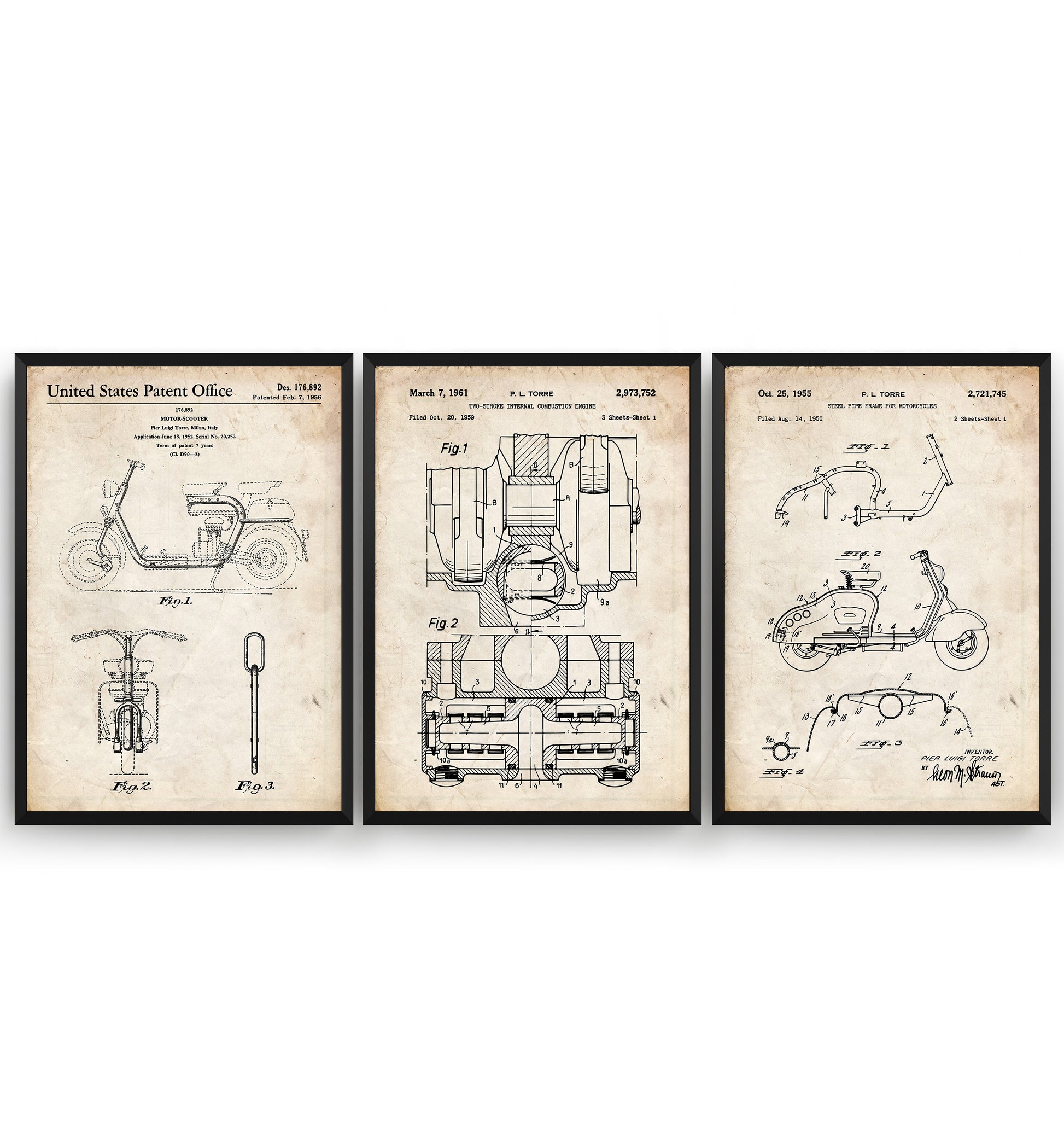 Lambretta Scooter Set Of 3 Patent Prints - Magic Posters