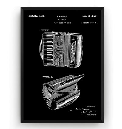 Accordion 1938 Patent Print - Magic Posters