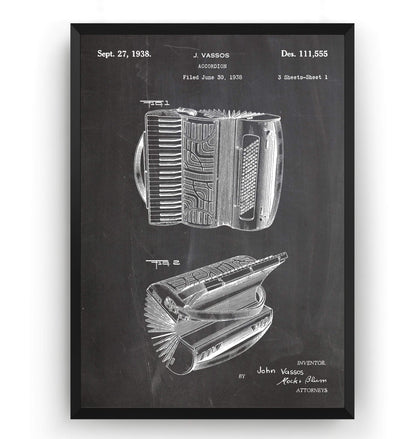 Accordion 1938 Patent Print - Magic Posters