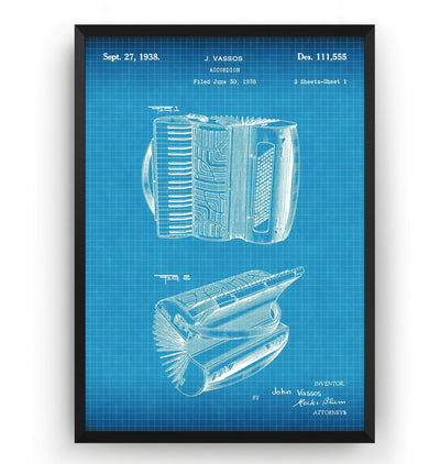 Accordion 1938 Patent Print - Magic Posters