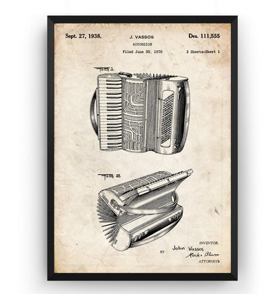 Accordion 1938 Patent Print - Magic Posters