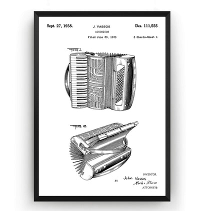 Accordion 1938 Patent Print - Magic Posters