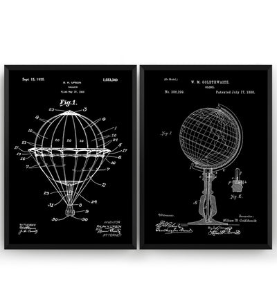 Air Travel Set Of 2 Patent Prints - Magic Posters