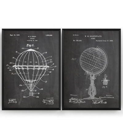 Air Travel Set Of 2 Patent Prints - Magic Posters