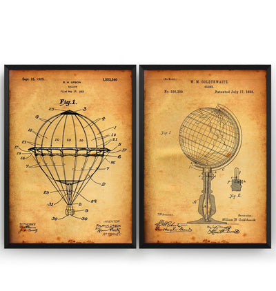 Air Travel Set Of 2 Patent Prints - Magic Posters