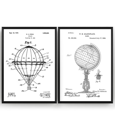 Air Travel Set Of 2 Patent Prints - Magic Posters