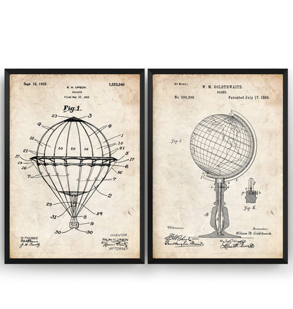 Air Travel Set Of 2 Patent Prints - Magic Posters