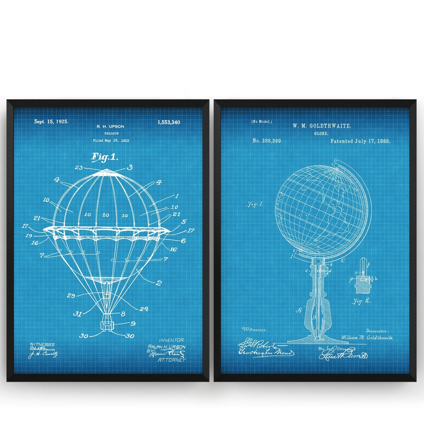Air Travel Set Of 2 Patent Prints - Magic Posters