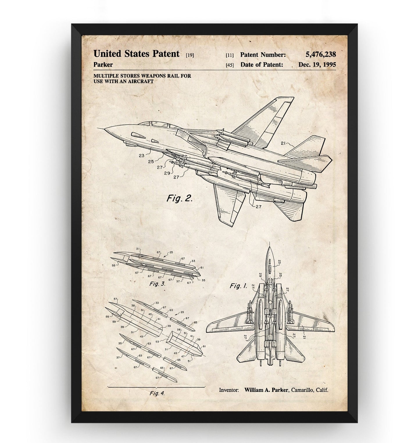 Aircraft Weapons Rail 1955 Patent Print - Magic Posters