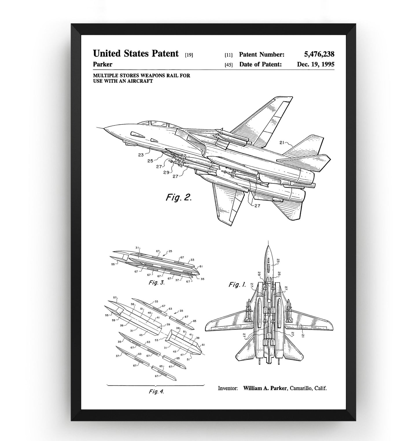 Aircraft Weapons Rail 1955 Patent Print - Magic Posters