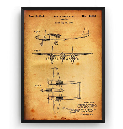 Airplane H R Hughes 1944 Patent Print - Magic Posters