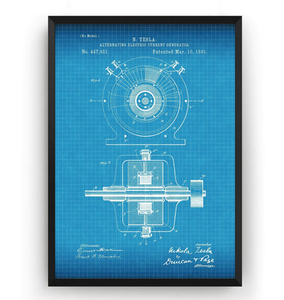 Alternating Electric Current Generator Patent Print - Magic Posters