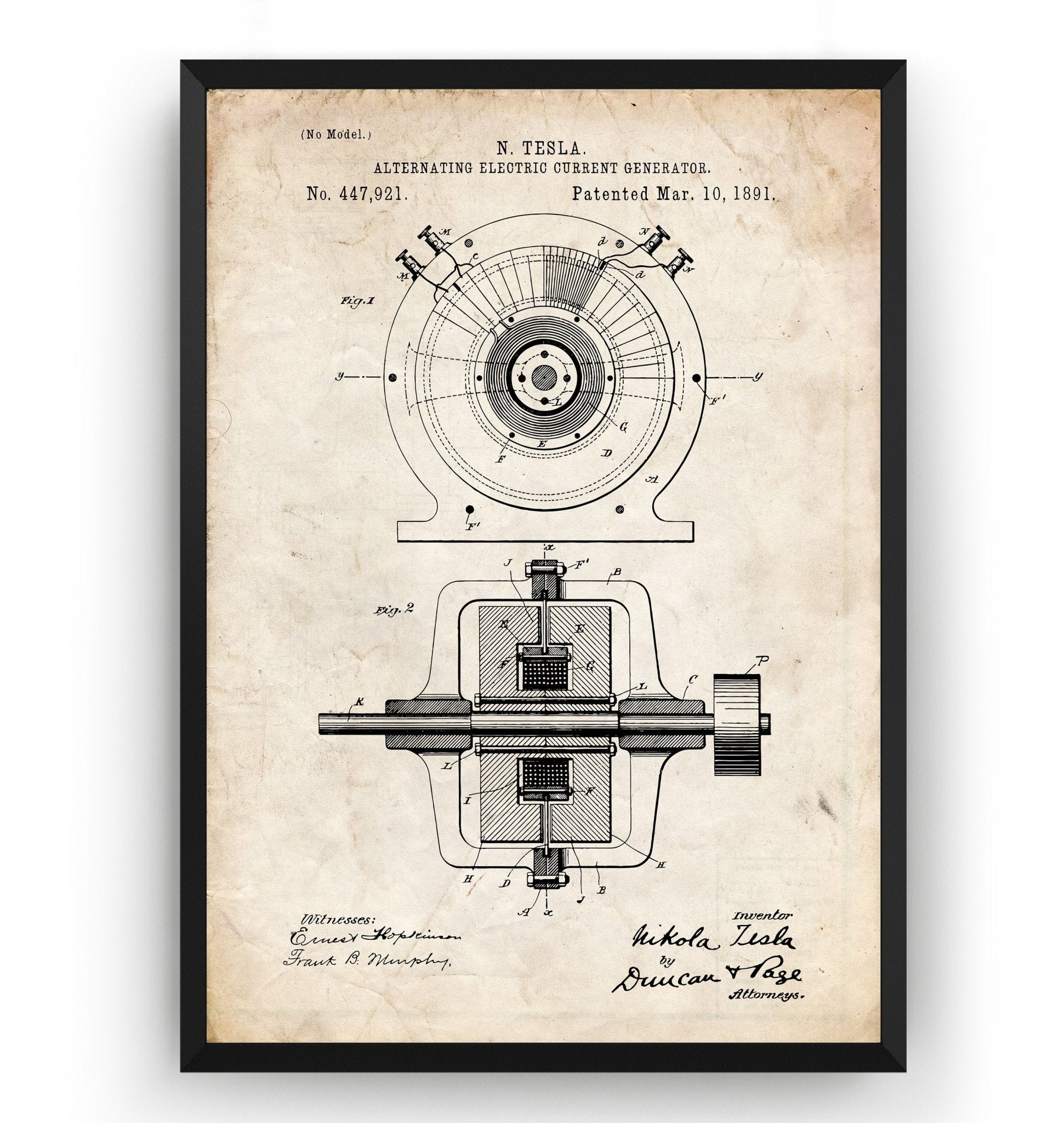 Alternating Electric Current Generator Patent Print - Magic Posters