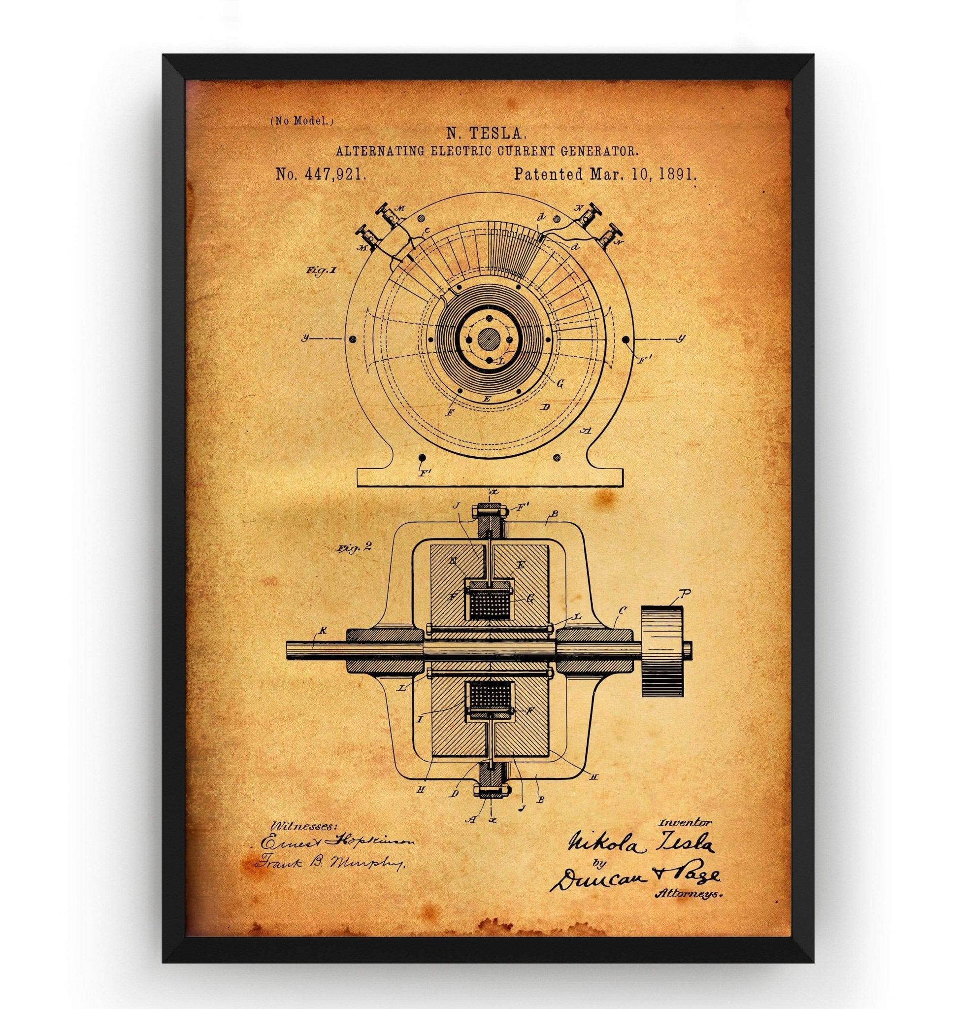 Alternating Electric Current Generator Patent Print - Magic Posters