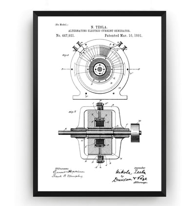 Alternating Electric Current Generator Patent Print - Magic Posters