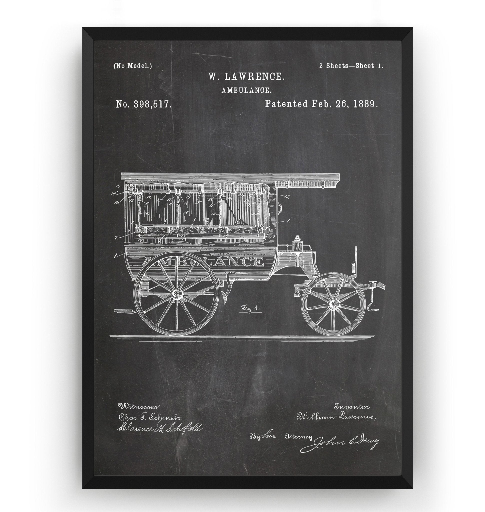 Ambulance 1889 Patent Print - Magic Posters