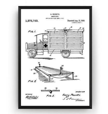 Ambulance 1918 Patent Print - Magic Posters