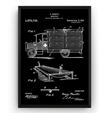Ambulance 1918 Patent Print - Magic Posters